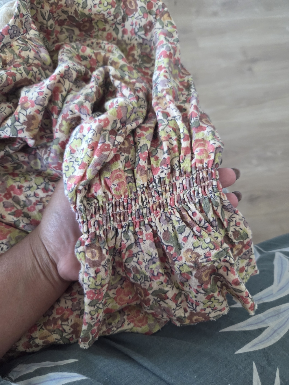 Pink and Cream Floral Cotton Blouse - Picture 2 of 3